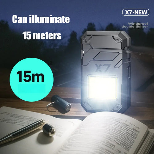 Aprinzător Electric Reîncărcabil USB cu Lanternă LED Puternică, Rezistent la Vânt și Apă, Multifuncțional pentru Camping și Uz Zilnic